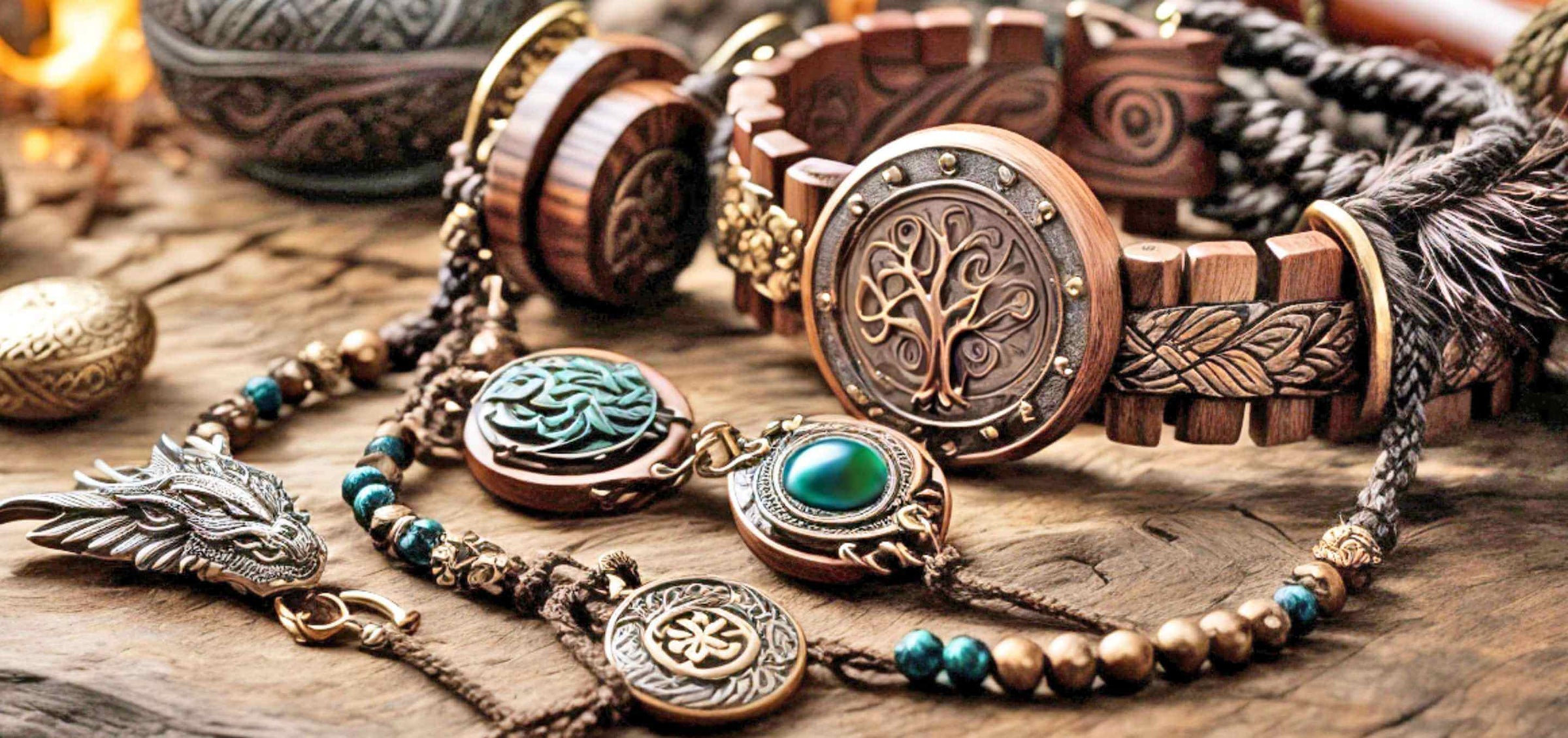 Magischer Holzschmuck mit Motiven aus der nordischen und keltischen Mythologie - Holz Schmuck von Runental.de