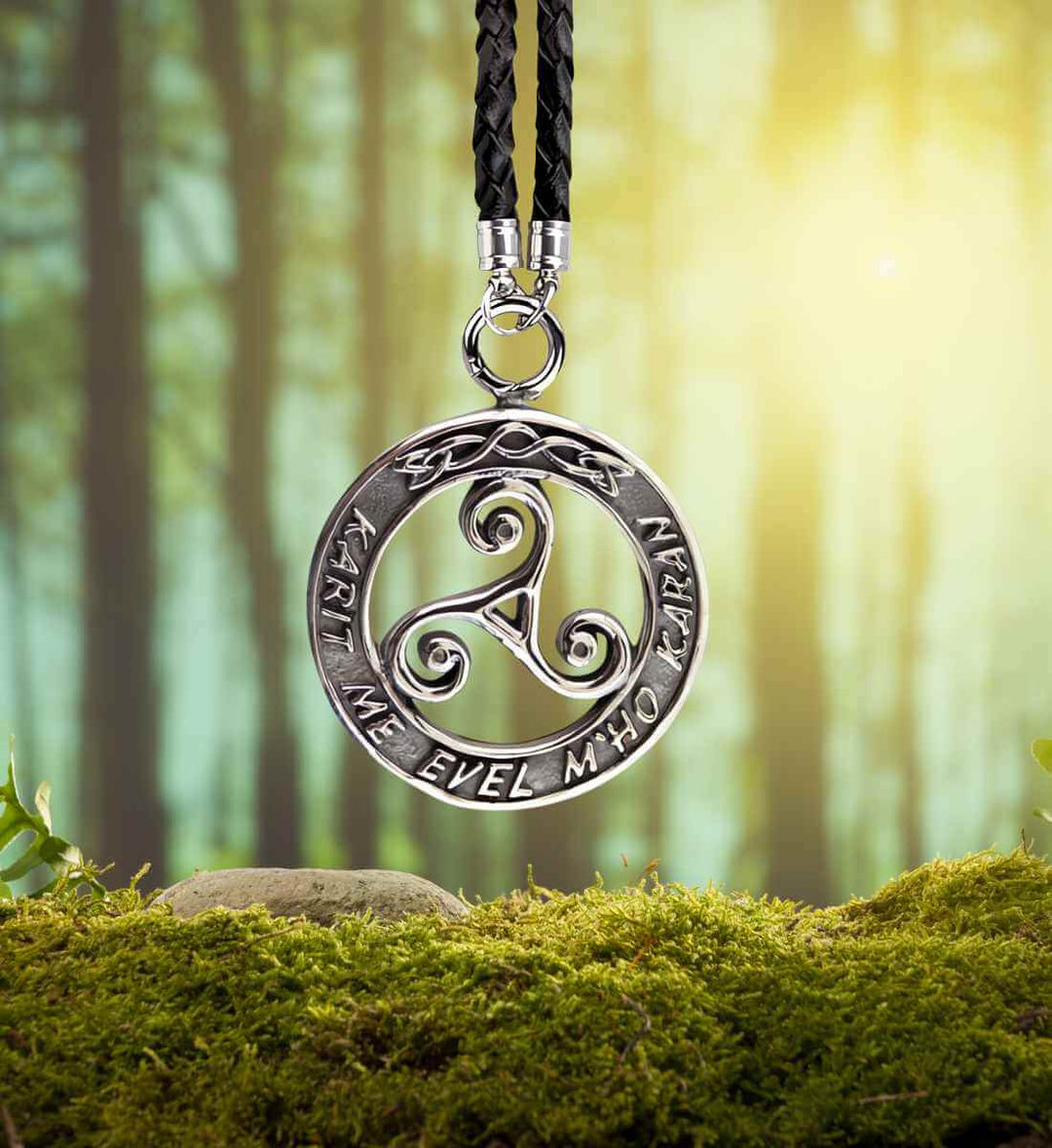 Bretonische Triskele der Treue - Silber Medaillon - runental