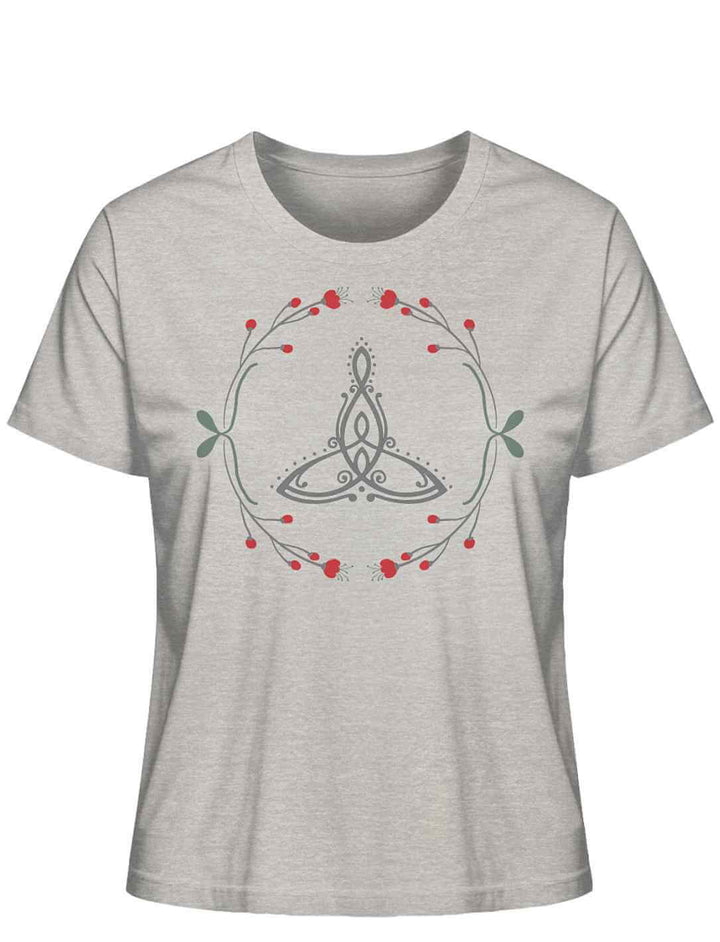 âCeltic Motherâ Bio-Shirt in heather grey mit keltischem Muttersymbol und Naturverzierungen.