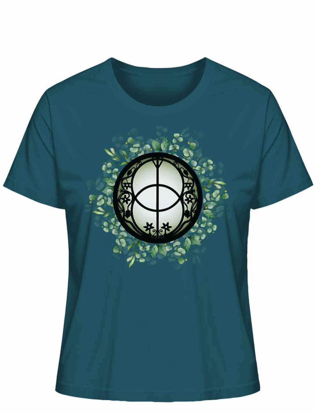 Chalice Well T-Shirt in Stargazer auf weißem Hintergrund – erinnert an die heilige Quelle von Glastonbury, Ausdruck von Weisheit und spiritueller Tiefe