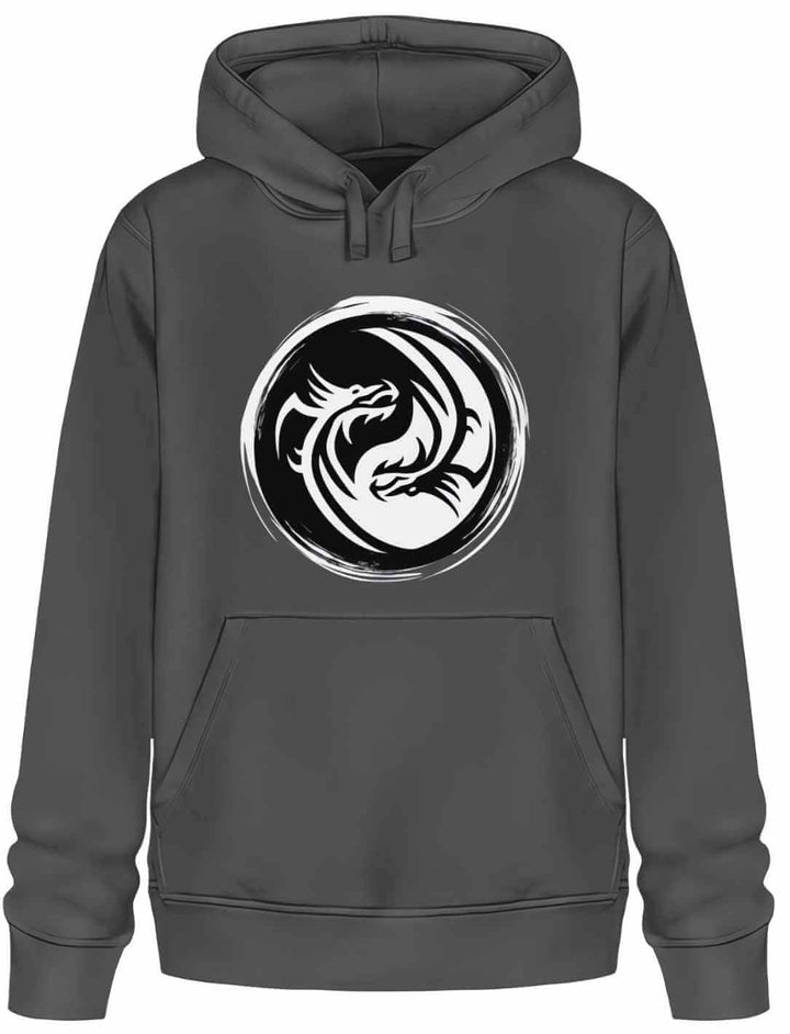 Anthrazit 'Drachensiegel des Gleichgewichts' Unisex-Hoodie auf weiß, strahlt die Eleganz alter Sagen aus