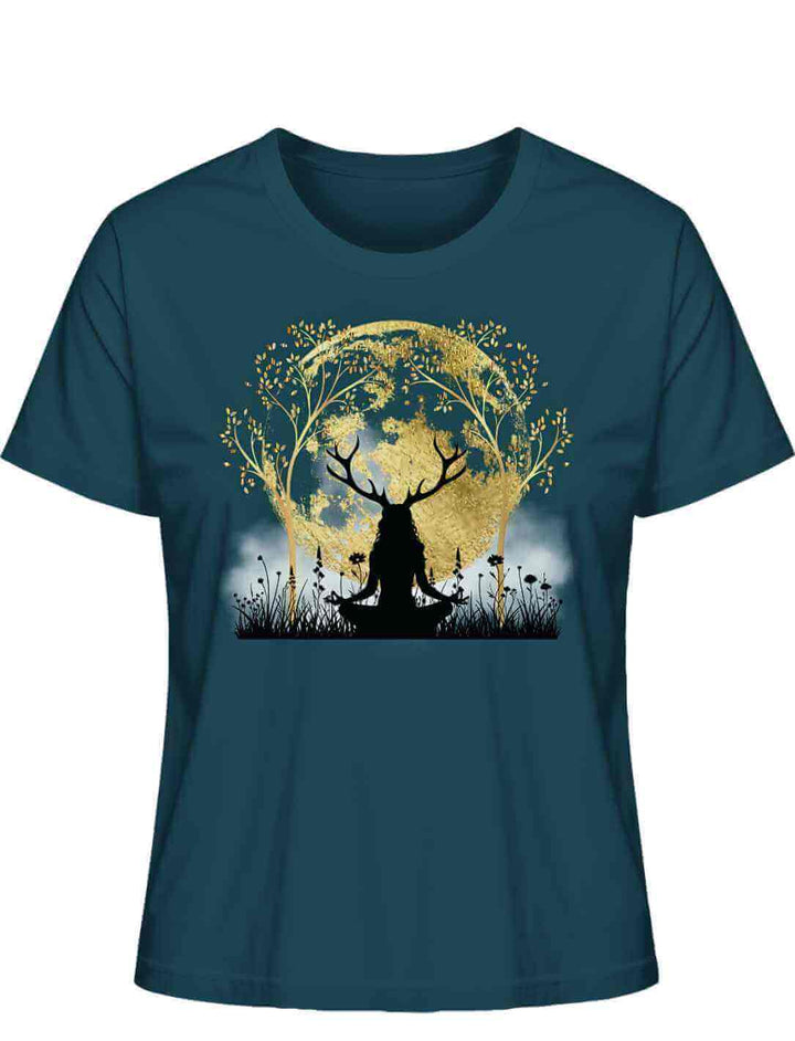 Druidin der alten Wälder Damen Shirt in Stargazer, auf weissem Hintergrund.