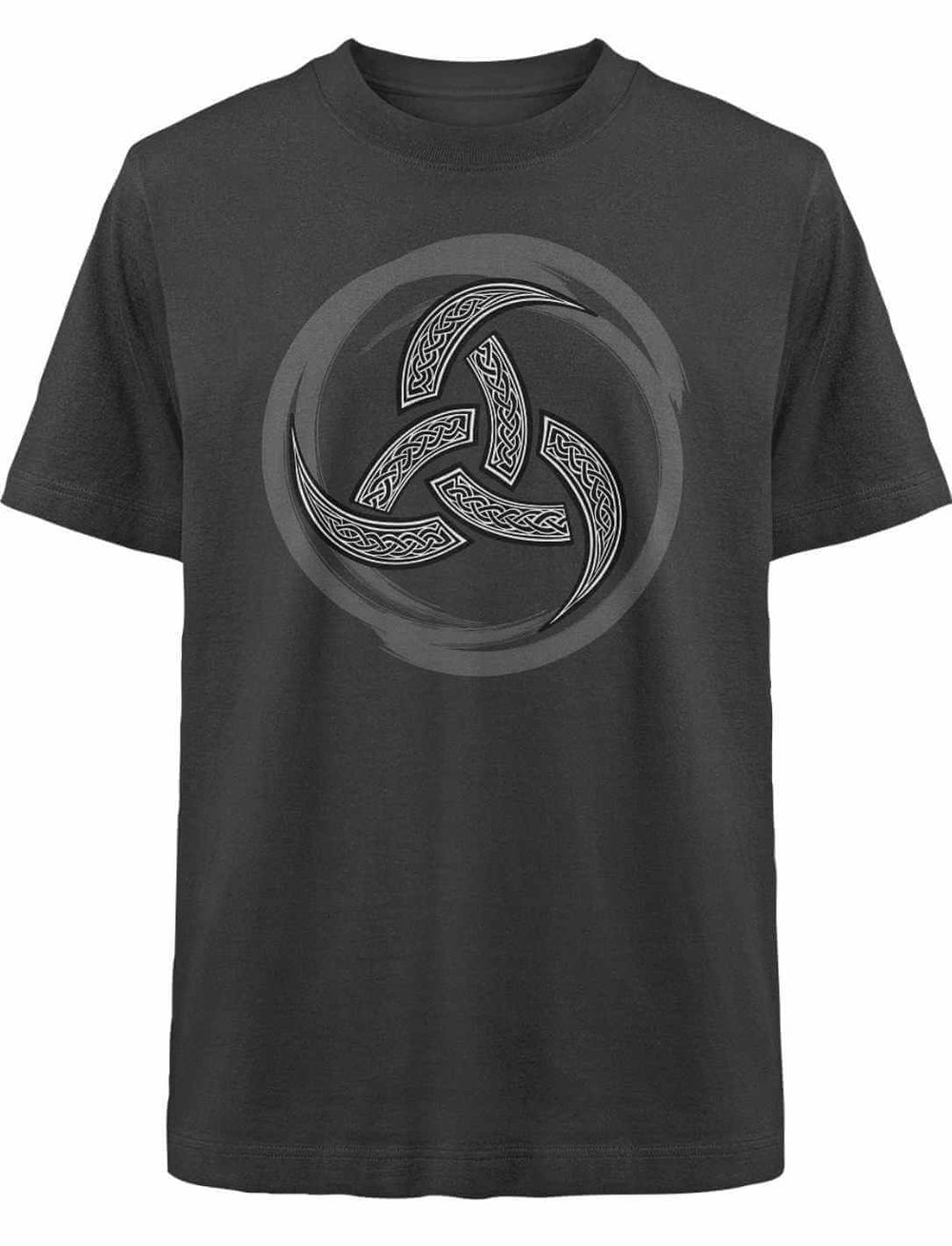Oversized T-Shirt in Schwarz mit silberner Triquetra, inspiriert von keltischer Symbolik