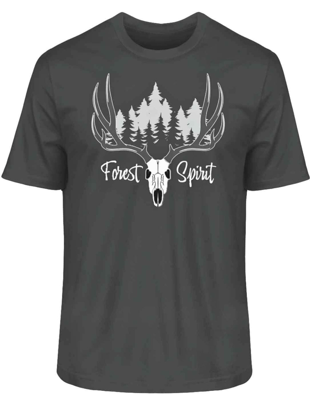 Cooles Forest Spirit T-Shirt in stilvollem Anthrazit, vielseitig kombinierbar, auf weiĂem Hintergrund.