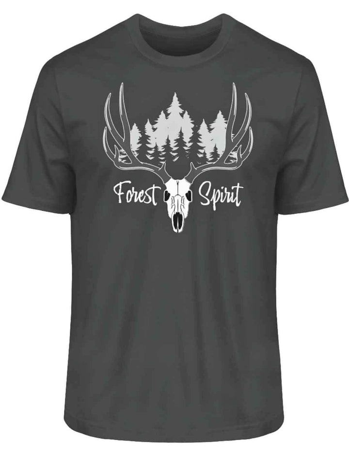 Cooles Forest Spirit T-Shirt in stilvollem Anthrazit, vielseitig kombinierbar, auf weiĂem Hintergrund.