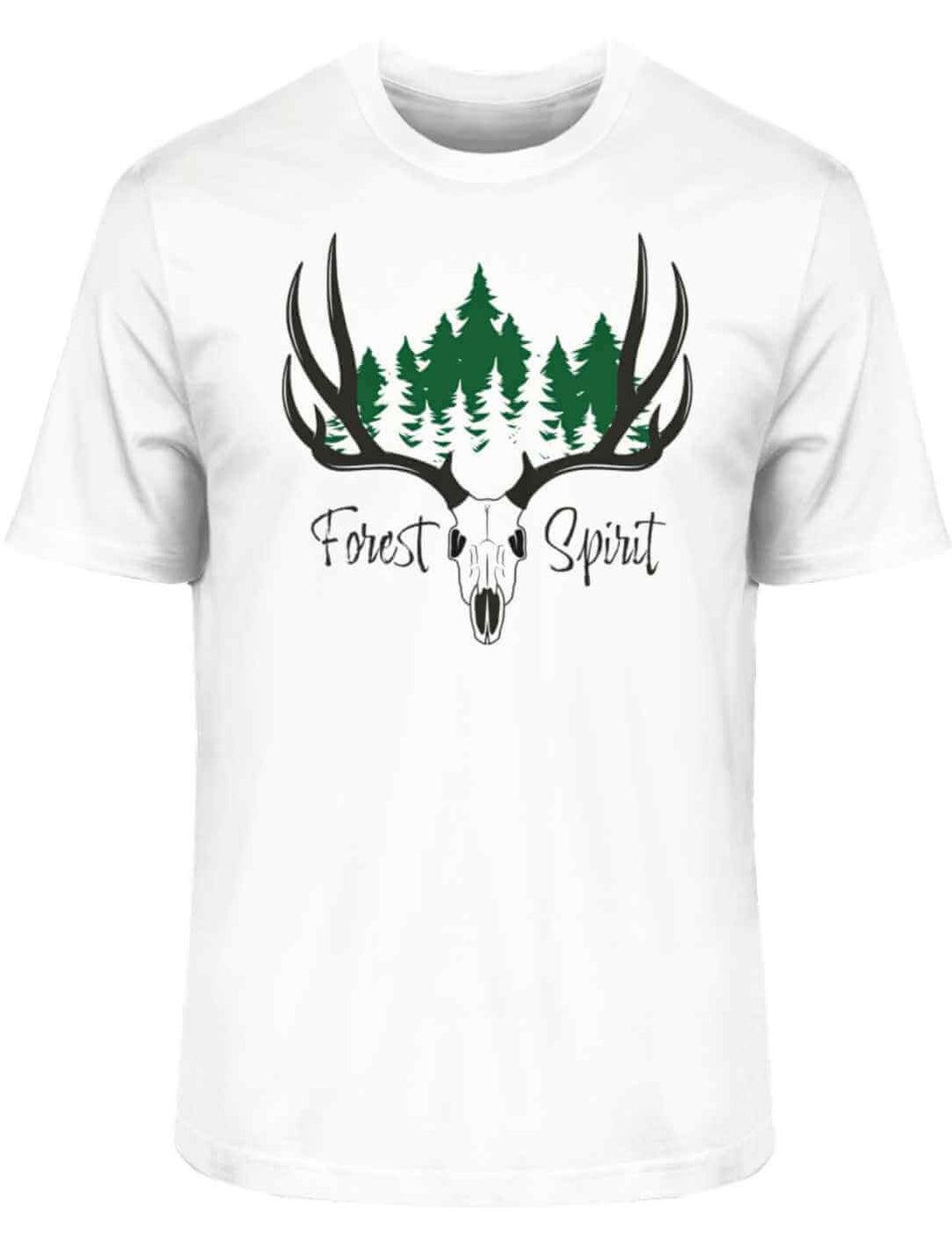 Klassisches Forest Spirit T-Shirt in strahlendem WeiĂ, ideal fĂŒr einen frischen Look, auf weiĂem Hintergrund.