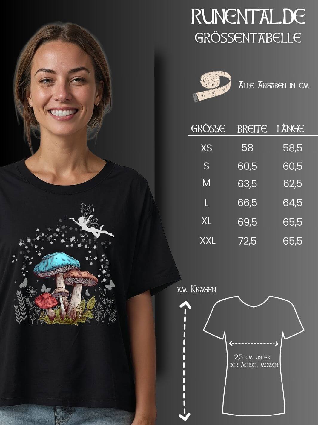 Die Grössentabelle des Organic Damen Relaxed Shirts von Runental.de