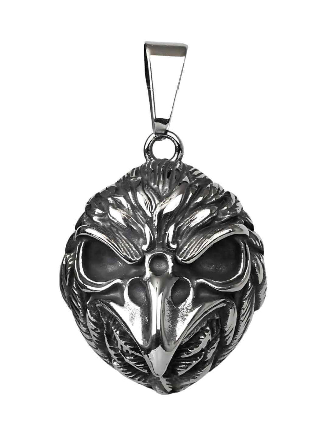 Massiver Rabenkopf-Anhänger „Hugins Schwur“ aus Edelstahl, inspiriert von nordischer Mythologie