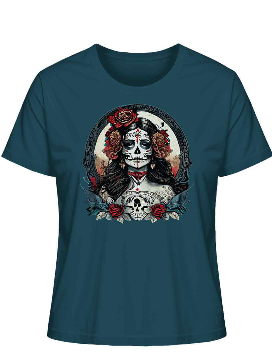 La Catrina Damen T-Shirt in Staragazer , auf weissem Hintergrund,