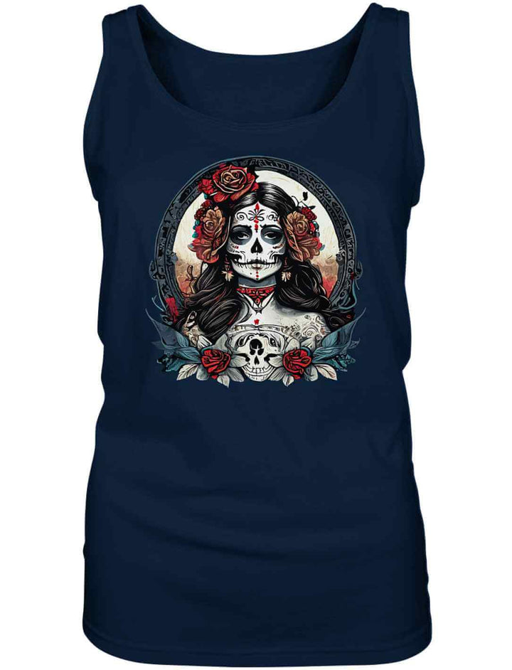 Damen La Catrina Tank Top aus Bio-Baumwolle in stilvollem French Navy – Runental.de.