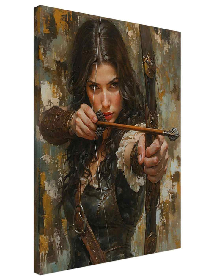 Lady Marian vom Sherwood Forest – Leinwand im Ölgemälde-Look, Größe 30x45 cm, auf weißem Hintergrund.