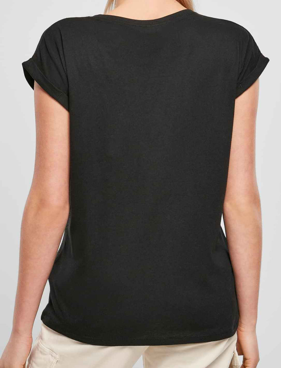 Die Rückseite des Damen Longfit T-Shirts