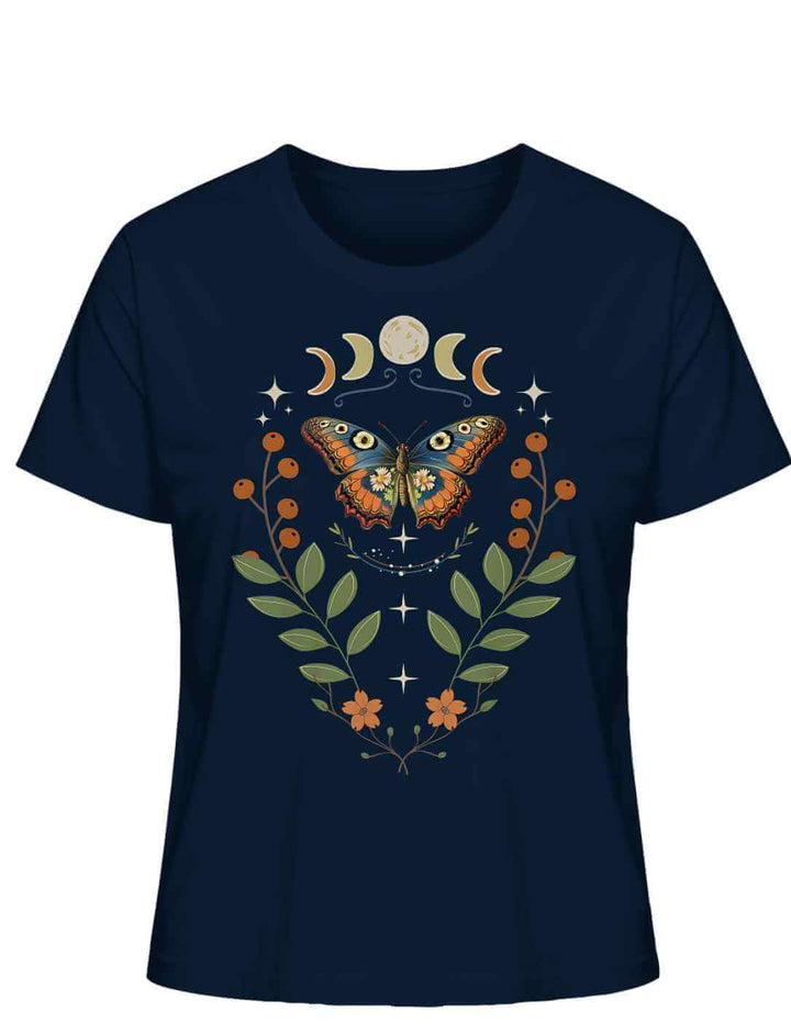 Lunaflora Shirt in French Navy – floral, magisch und modern