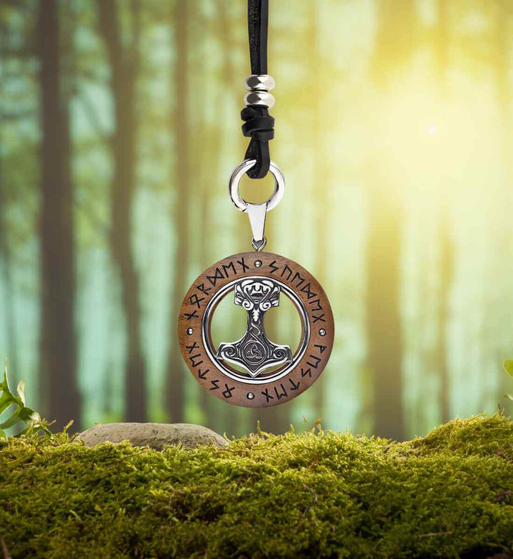 Mjölnirs Pfad - Holz Halskette - runental