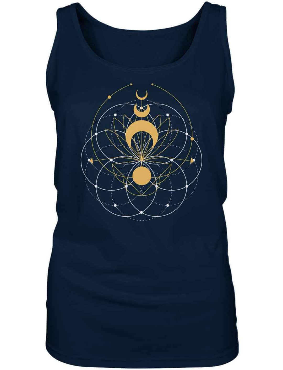 Mondbluete der Harmonie Damen Tank Top in navy auf weissem Hintergrund.