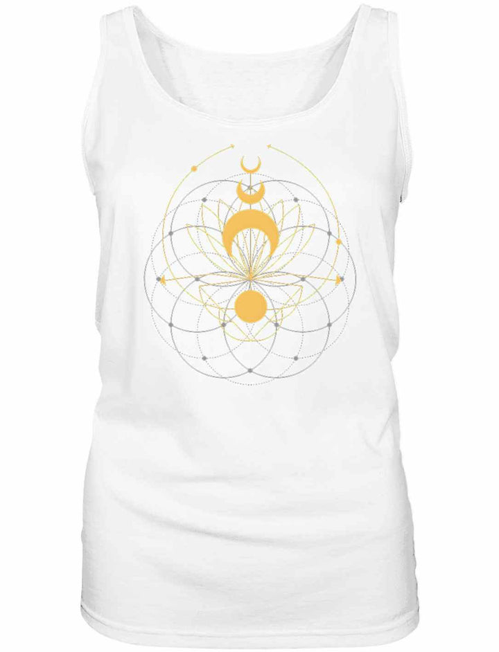 Mondbluete der Harmonie Damen Tank Top in weiss auf weissem Hintergrund.
