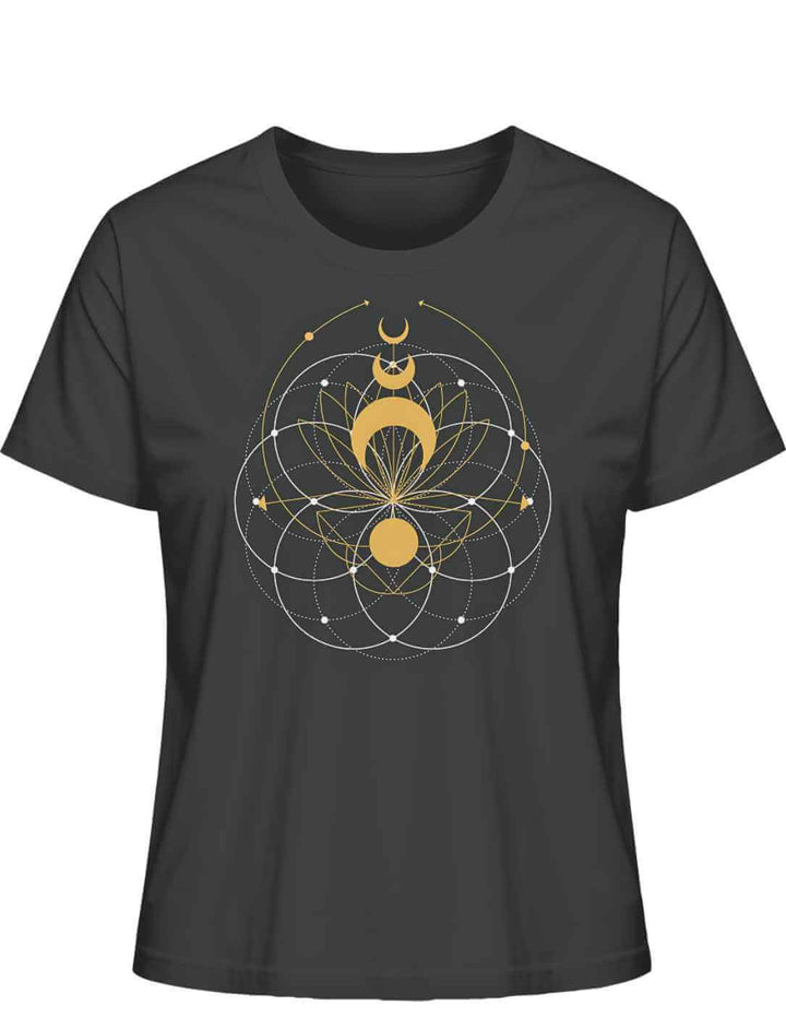 Mondbluete der Harmonie Organic Damen Shirt in anthrazit auf weissem Hintergrund.