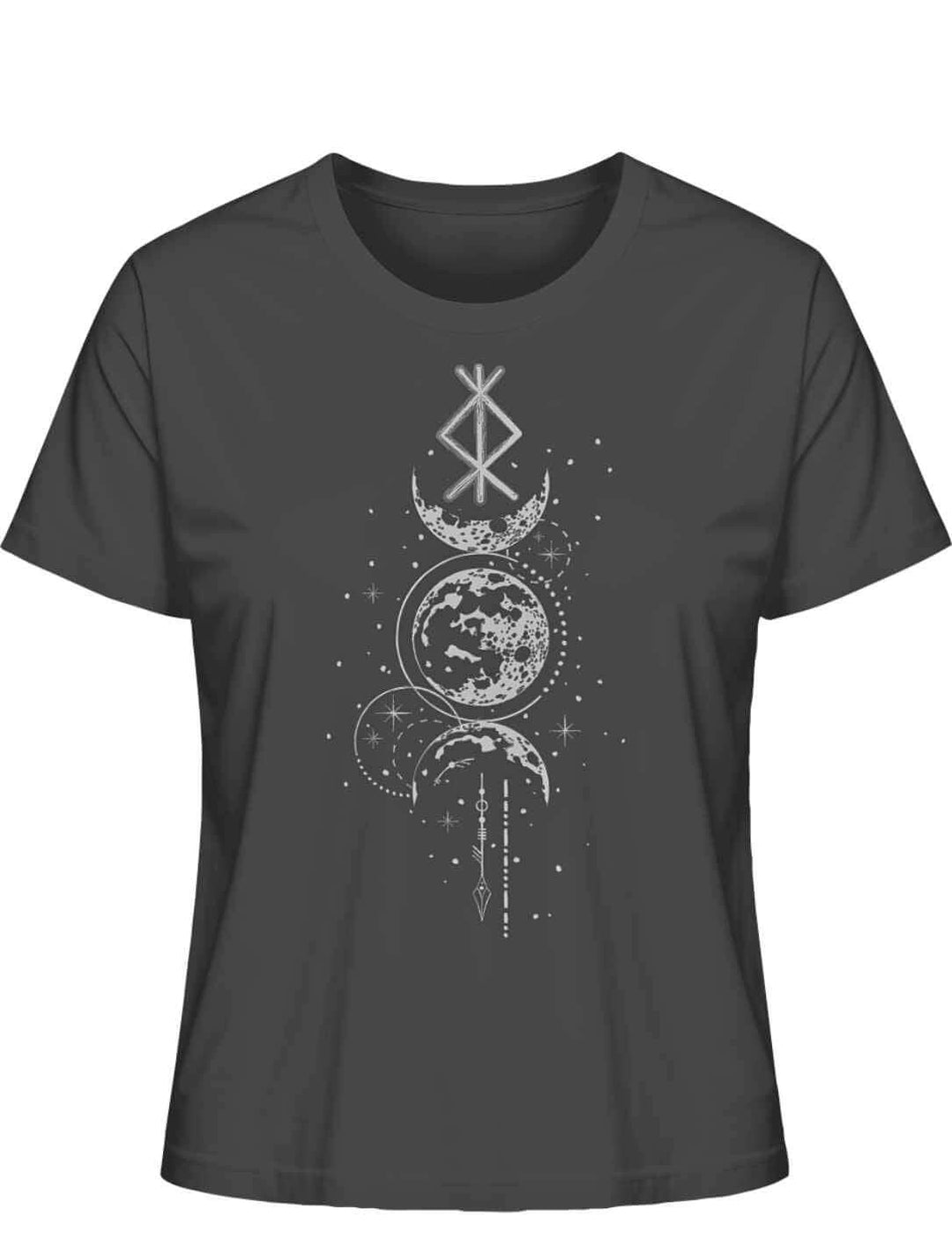 Damen T-Shirt - Rune des Mondschein Wächters, nordisches Design in der Farbe anthrazit. Von Runental.de