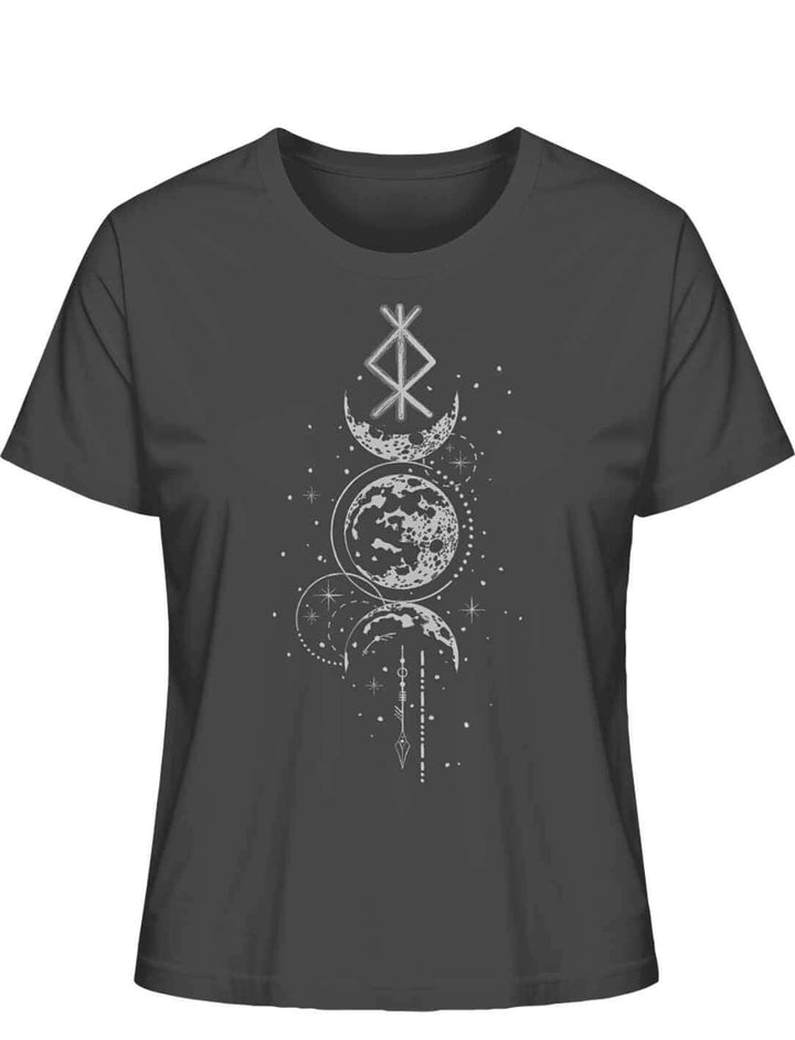 Damen T-Shirt - Rune des Mondschein Wächters, nordisches Design in der Farbe anthrazit. Von Runental.de
