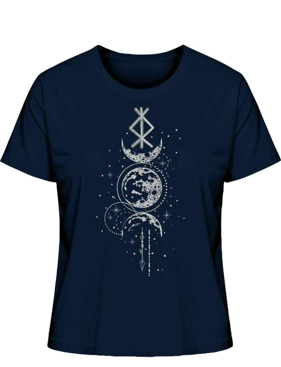 Damen T-Shirt - Rune des Mondschein Wächters, nordisches Design in der Farbe french Navy. Von Runental.de