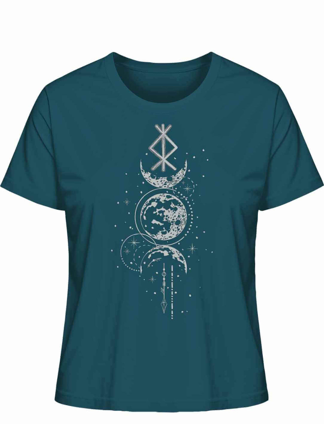 Damen T-Shirt - Rune des Mondschein Wächters, nordisches Design in der Farbe stargazer. Von Runental.de