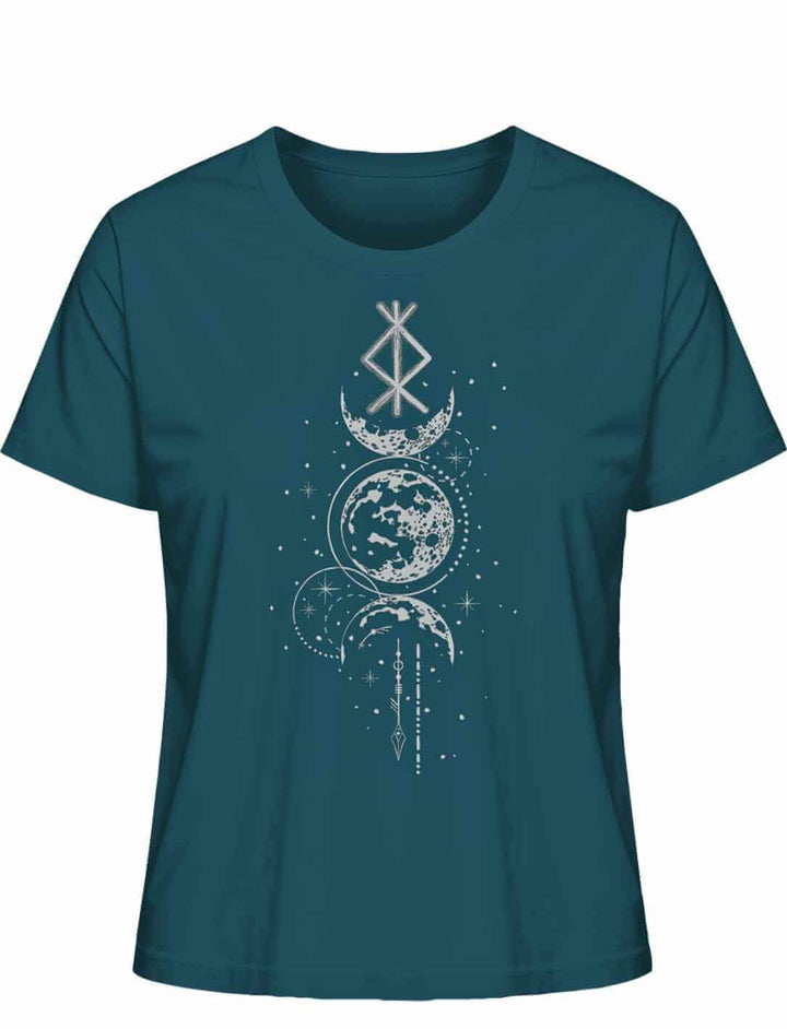 Damen T-Shirt - Rune des Mondschein Wächters, nordisches Design in der Farbe stargazer. Von Runental.de