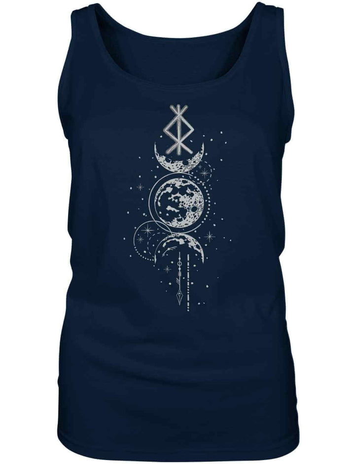 Navy blaues Rune des Mondschein Wächters Damen Tank Top auf weissem Hintergrund von Runental.de