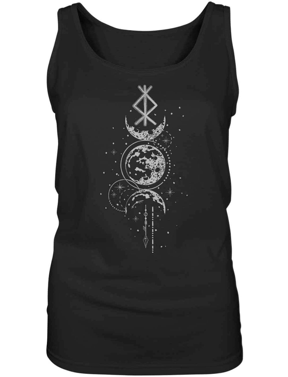 Schwarzes Rune des Mondschein Wächters Damen Tank Top auf weissem Hintergrund von Runental.de