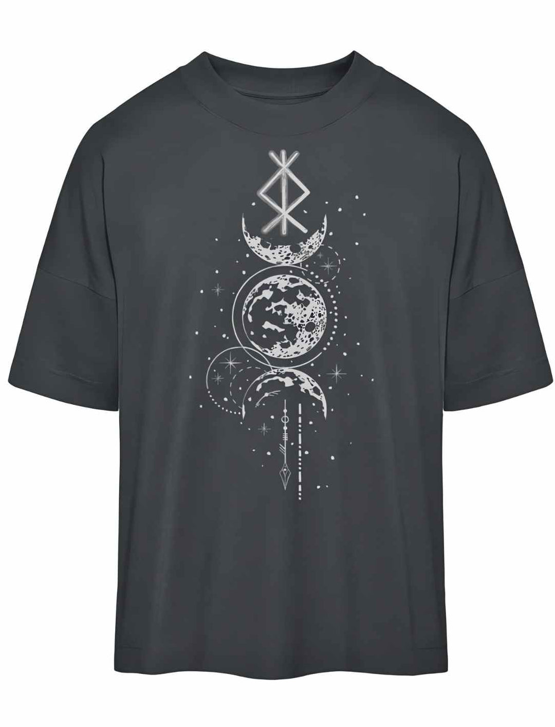 Oversized Shirt - Rune des Mondschein Wächters, nordisches Design in India Ink Grey. Von Runental.de