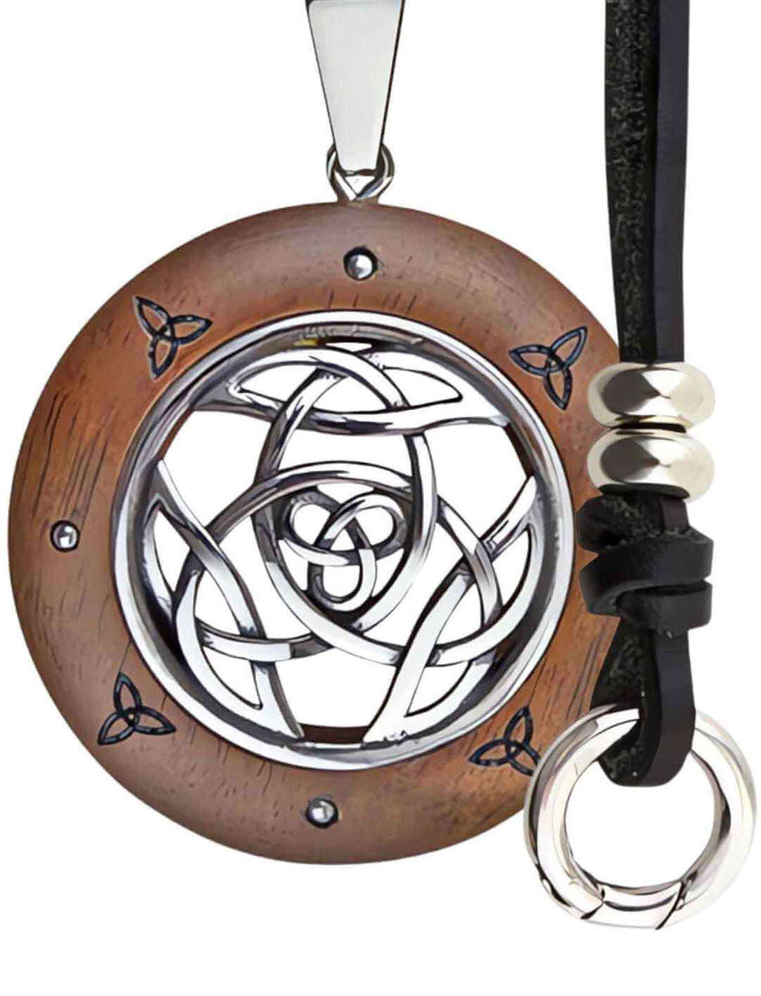 (SET) Geflecht der Elemente - Holz Halskette mit Lederband des Waldläufers