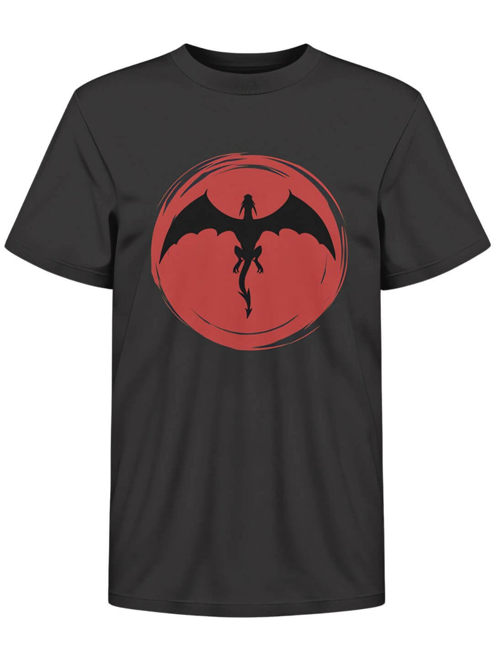 Schwarzes 'Saga of the Dragon' Bio-Kinder T-Shirt in Liegeansicht auf hellem Hintergrund, bereit, kleine Abenteurer in Fantasiewelten zu begleiten.