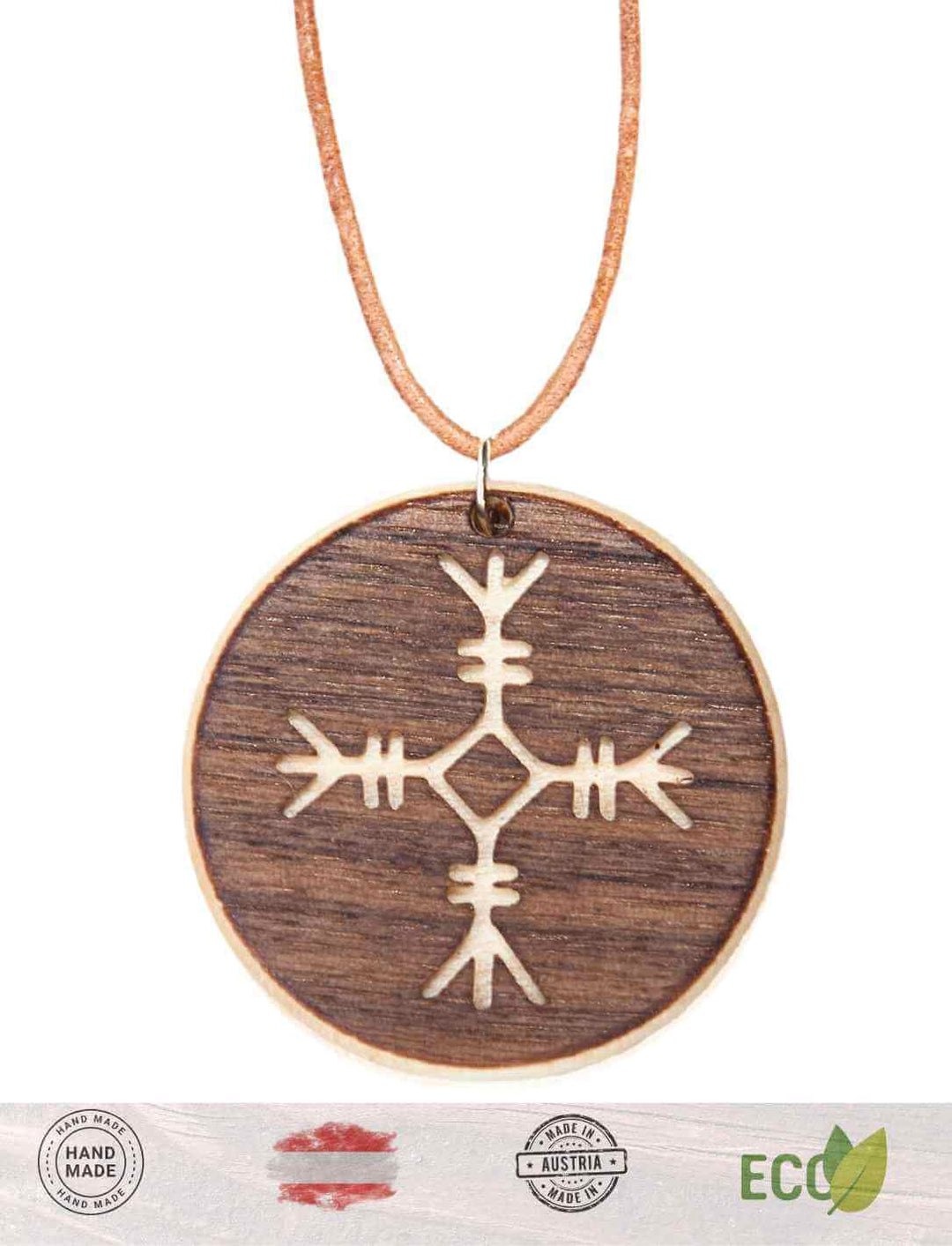 Schreckenshelm Amulett aus Holz – Handgefertigt, Made in Austria, Eco