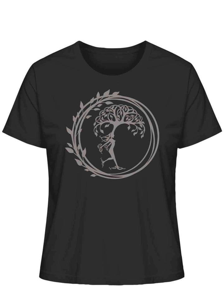 Silvaner Lebensbaum  - Damen Organic Shirt in schwarz auf weissem Hintergrund - Runental.de
