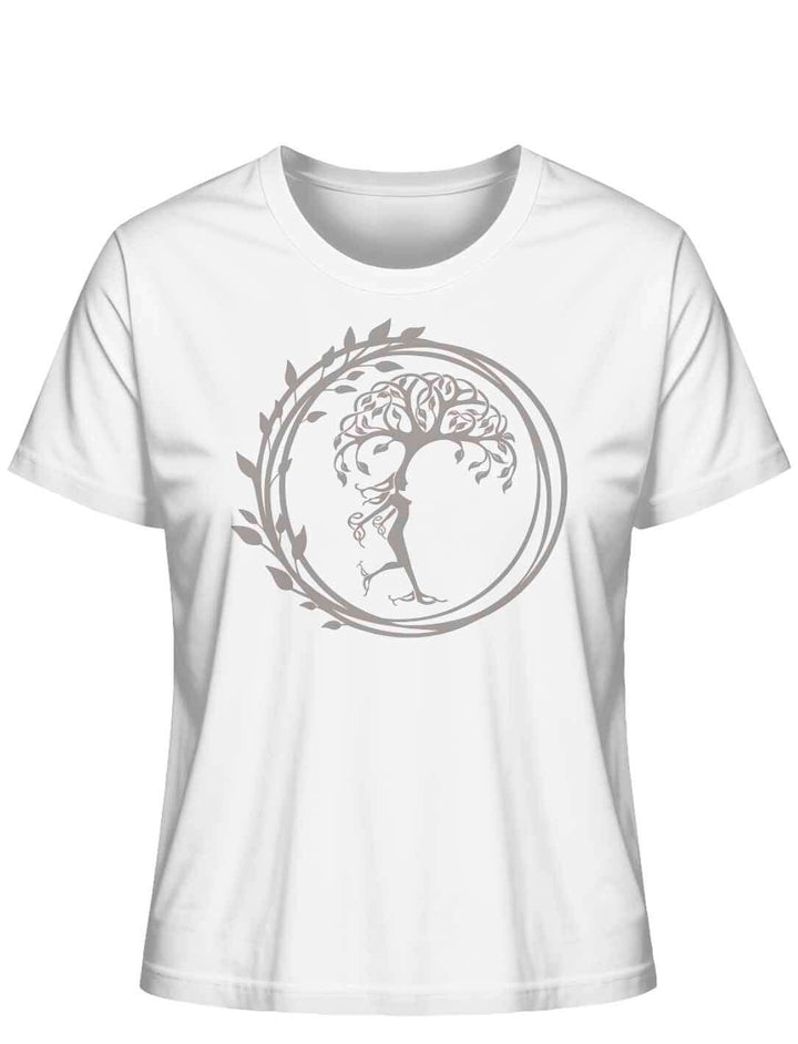 Silvaner Lebensbaum  - Damen Organic Shirt in weiss auf weissem Hintergrund - Runental.de