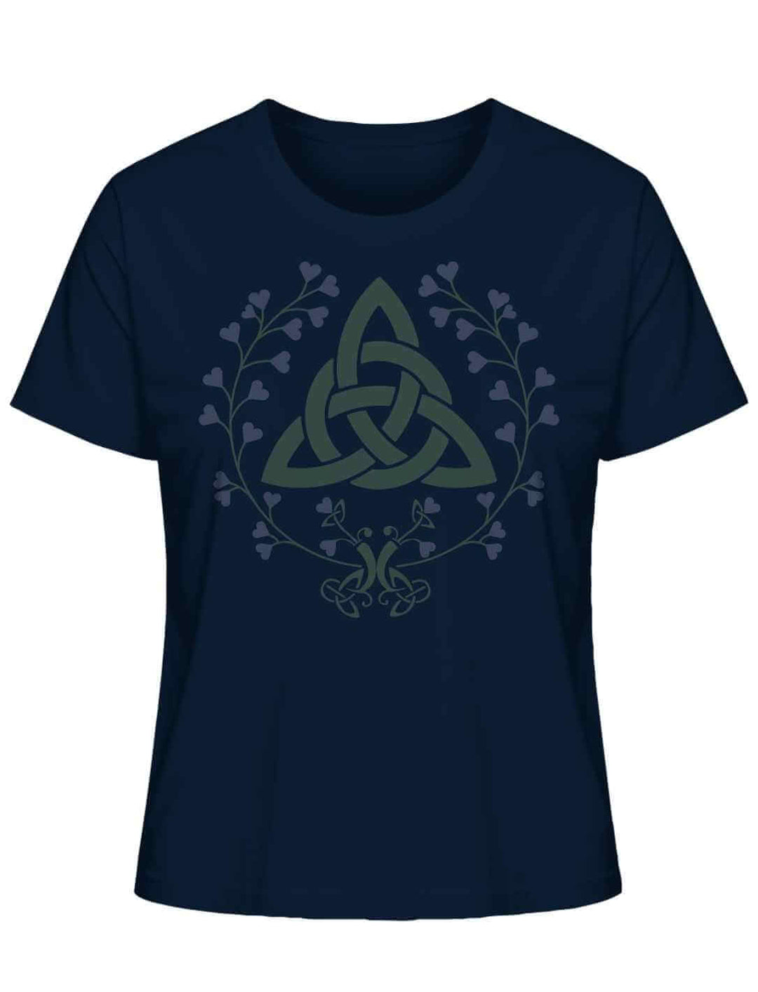 Bio-Shirt in French Navy mit keltischem Symbol in Grüntönen