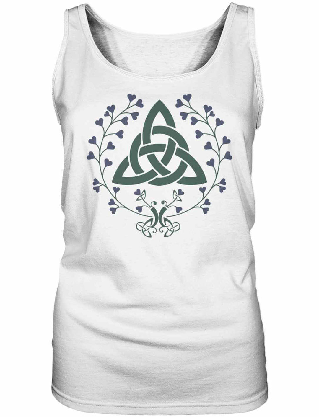 Damen Tank Top in Weiß mit mystischer Triquetra-Verzierung