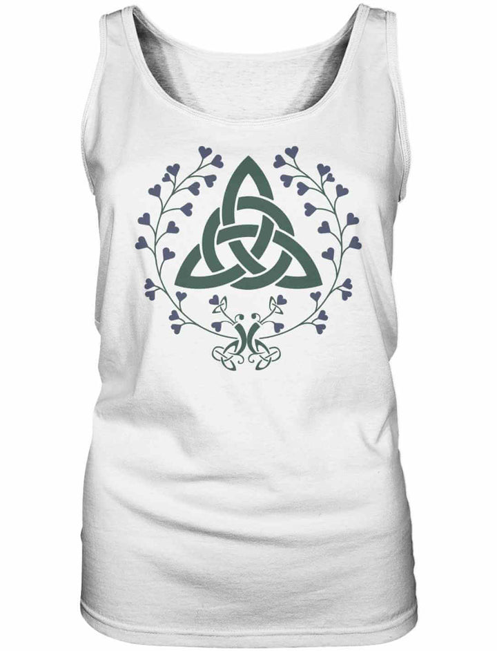 Damen Tank Top in Weiß mit mystischer Triquetra-Verzierung