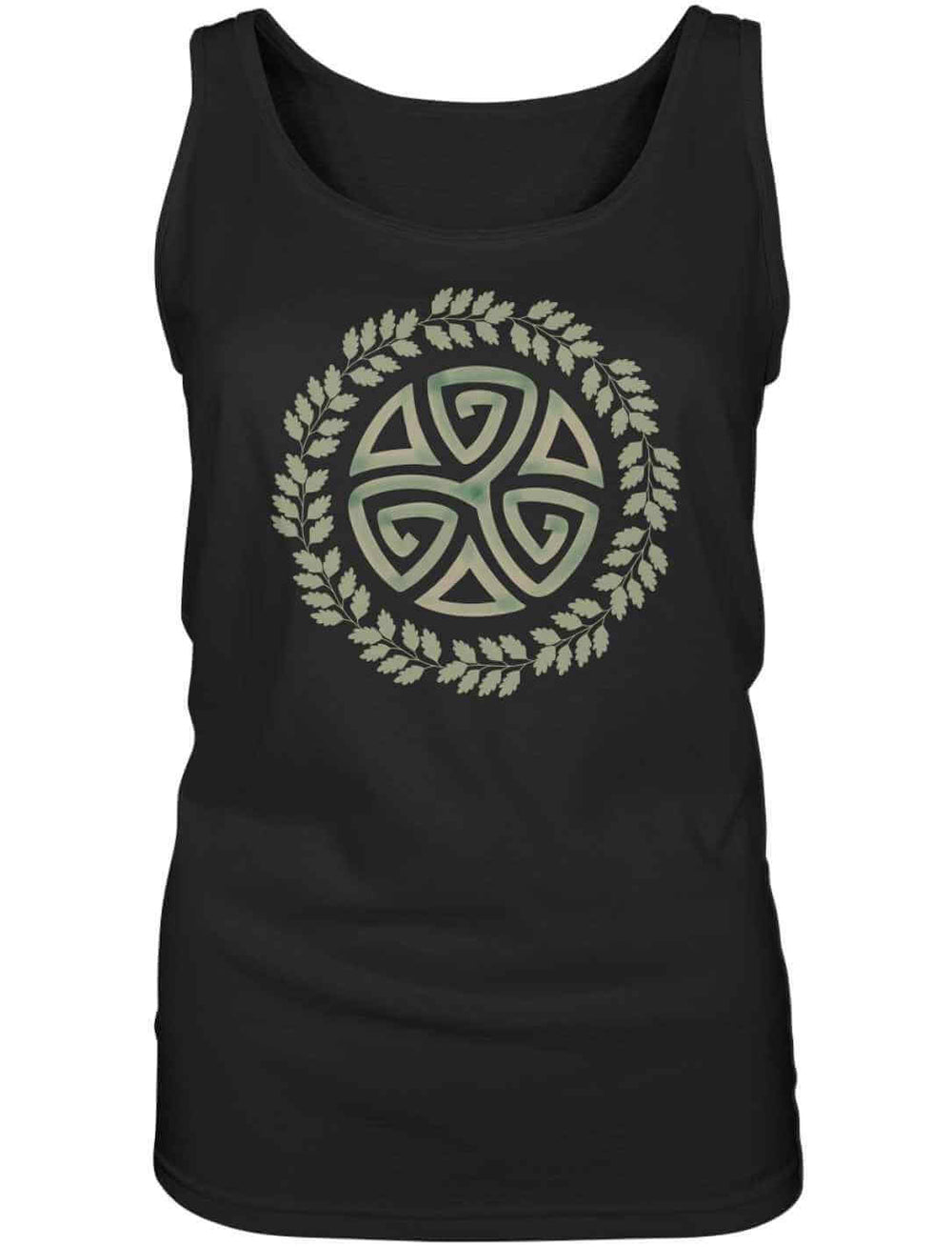 Schwarzes Triskele des Waldes Damen Tank Top – Keltische Eleganz und Naturverbundenheit.