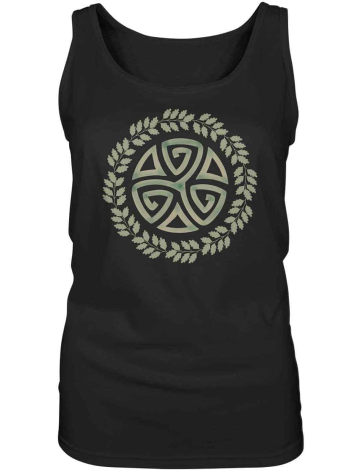 Schwarzes Triskele des Waldes Damen Tank Top – Keltische Eleganz und Naturverbundenheit.