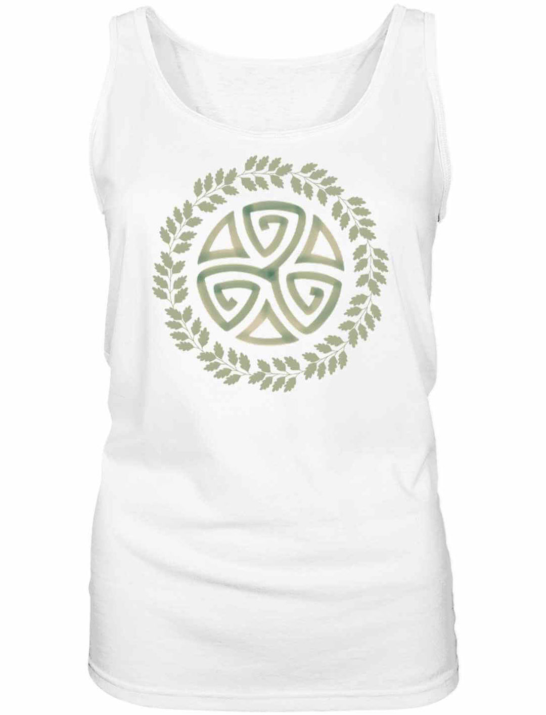 Weisses Triskele des Waldes Damen Tank Top – Moderne Leichtigkeit und keltische Magie.