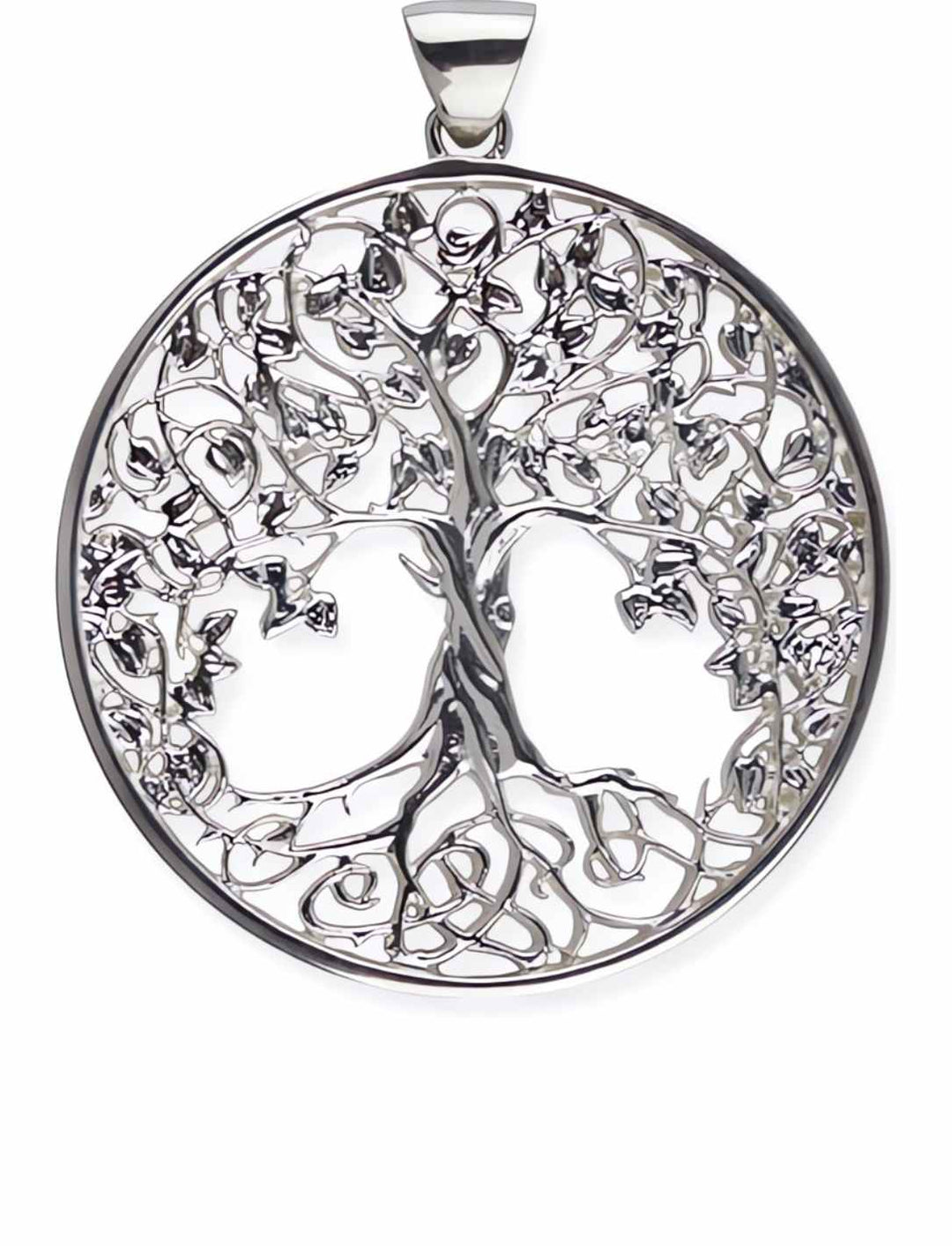 Rhodinierter 'Weltenbaum des Lebens' Anhänger aus 925er Sterling Silber auf weißem Hintergrund - erhältlich bei Runental.de