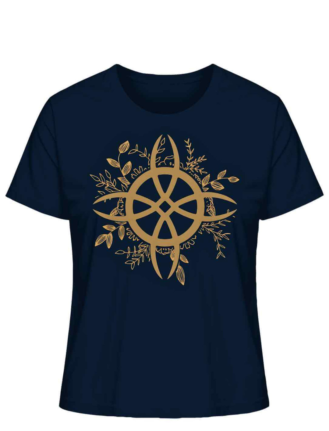T-Shirt in French Navy mit 'Zirkel der grünen Magie' Symbol, kombiniert Eleganz und das Mysterium der grünen Magie für den alltäglichen Zauber.