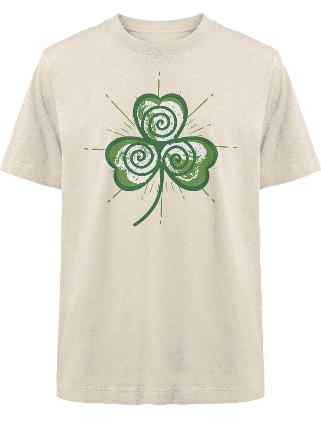 Naturfarbenes Oversized Shirt mit Trifolia Mystica Symbol – inspiriert von alten Mythen & keltischer Weisheit.