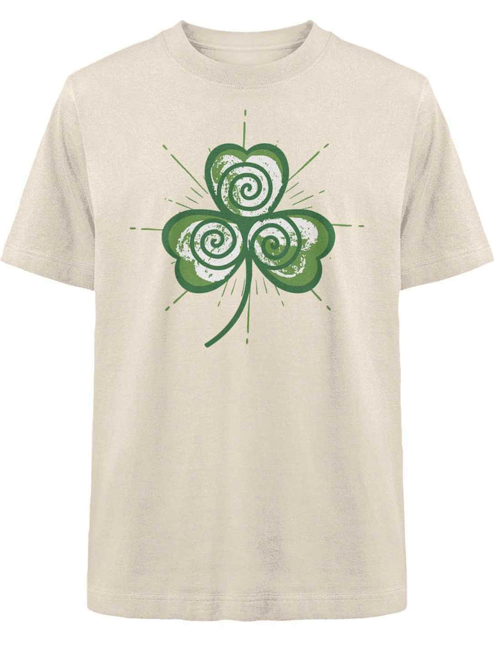 Naturfarbenes Oversized Shirt mit Trifolia Mystica Symbol – inspiriert von alten Mythen & keltischer Weisheit.