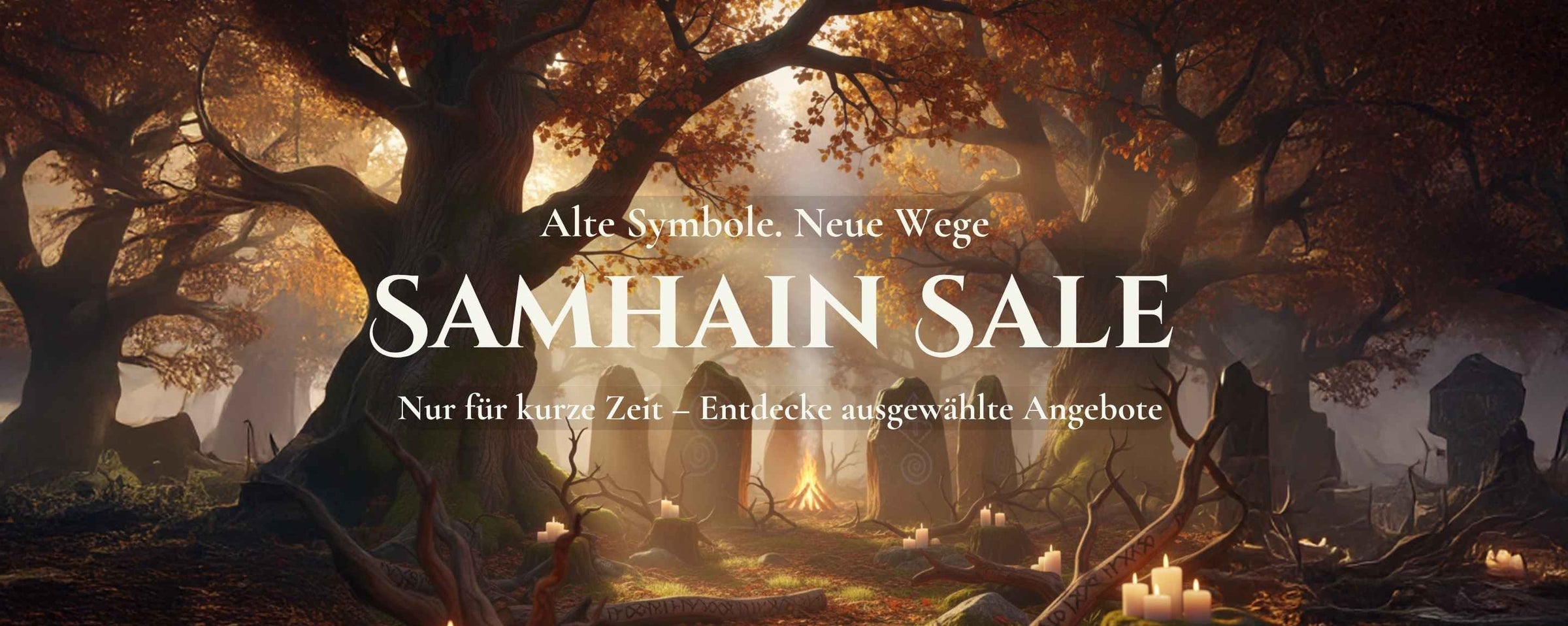 Samhain Sale Kategoriebild. Stimmiger Herbstwald mit keltischem Ambiente.