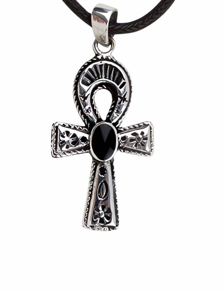 Ankh des Osiris Silber Medaillon aus Sterling-Silber auf weißem Hintergrund.