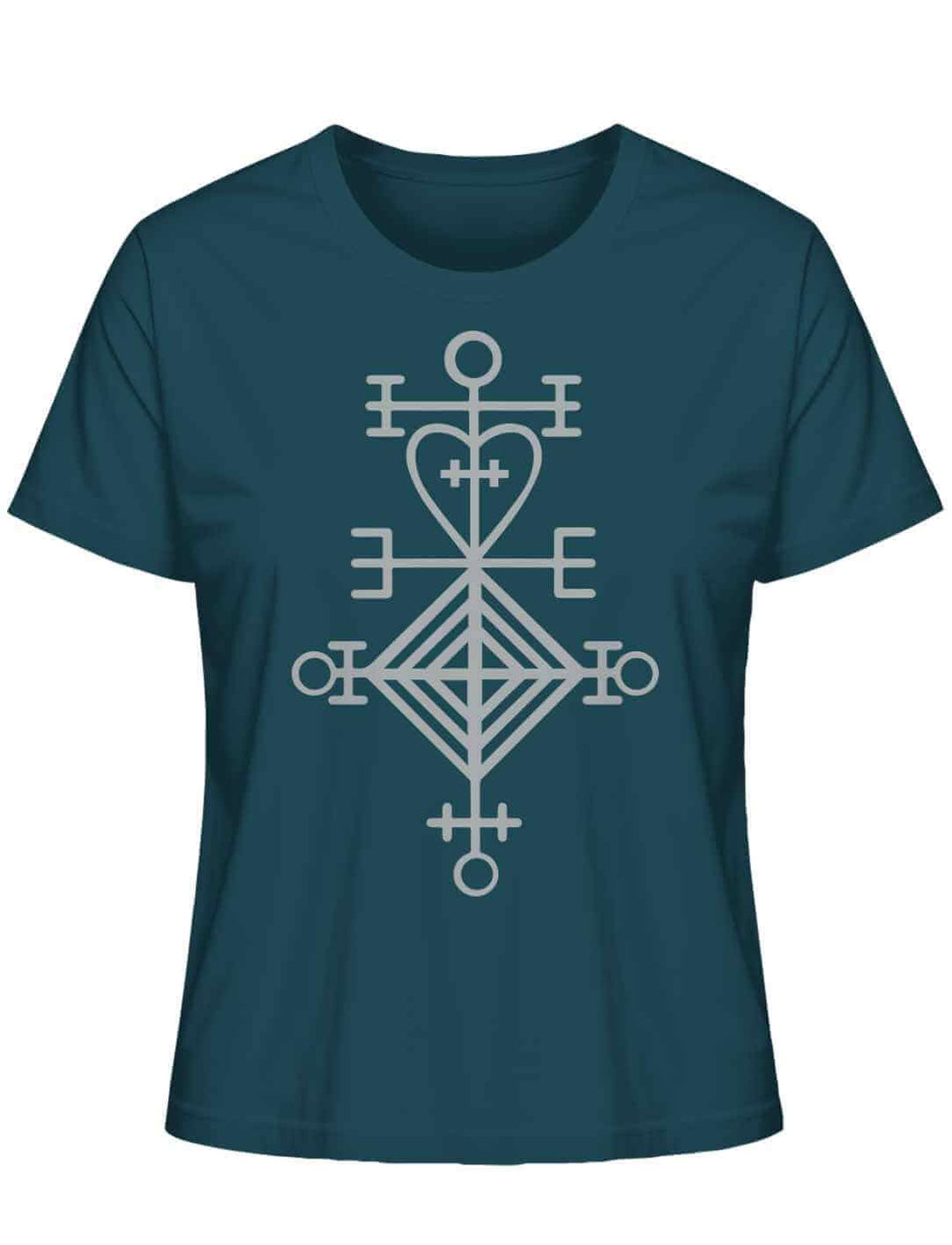 Astarstafur Damen T-Shirt in Stargazer auf weißem Hintergrund – Kraftvolles isländisches Symbol für Liebe und Schutz, inspiriert von nordischer Mythologie.