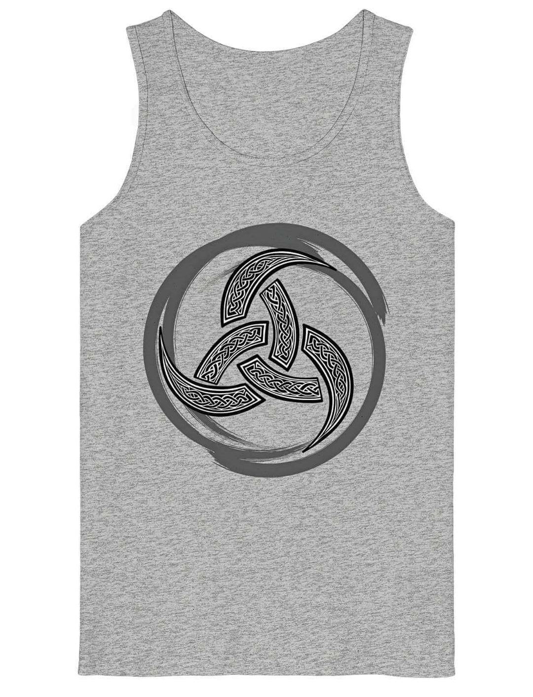 Herren-Tanktop mit Triquetra-Motiv im nordisch-keltischen Stil – Design: Echo der Triquetra in heather grey.