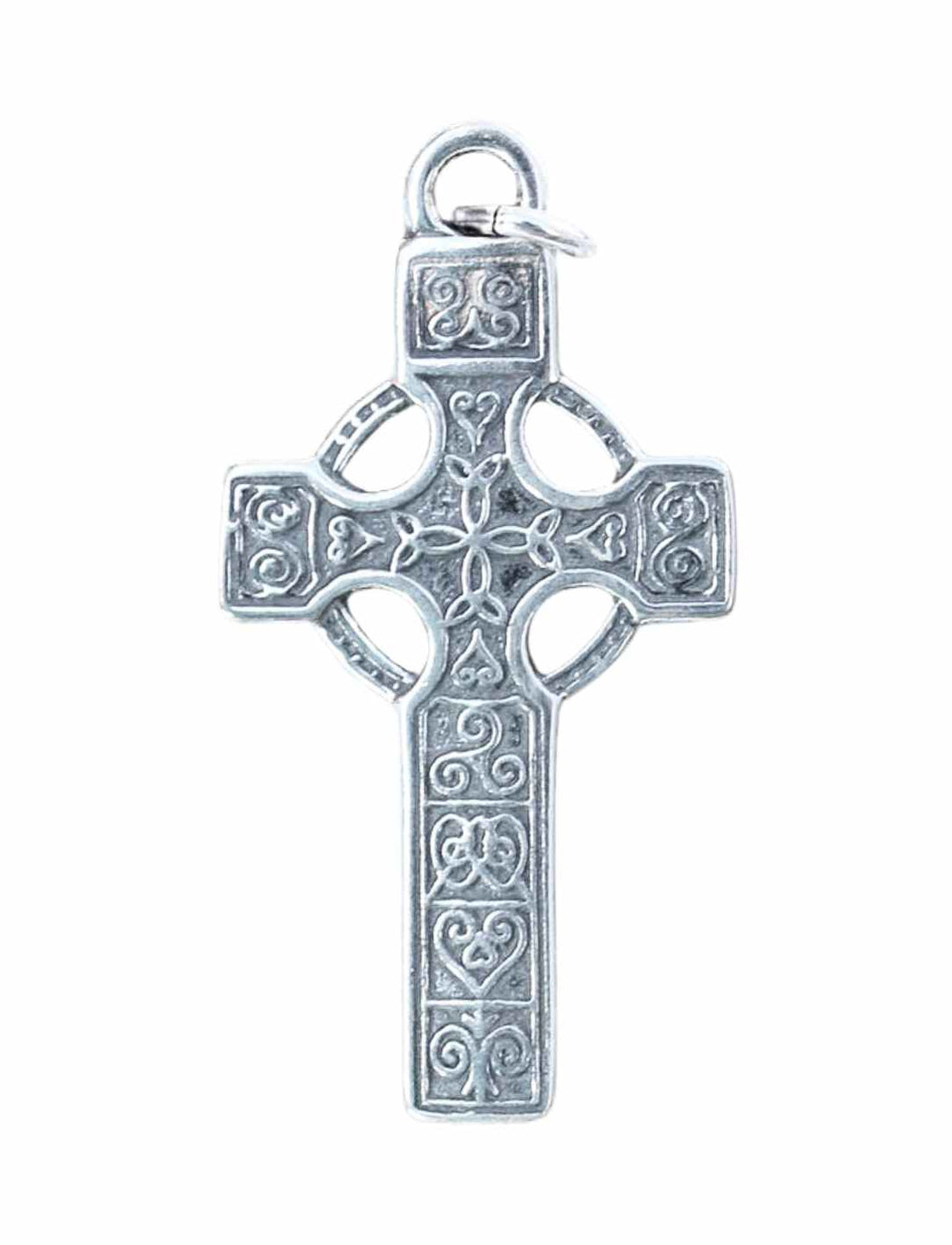 Erin's Erbe Keltischer Kreuzanhänger aus 925 Sterling Silber mit filigranen Triskele-Mustern - Produktansicht bei Runental.de
