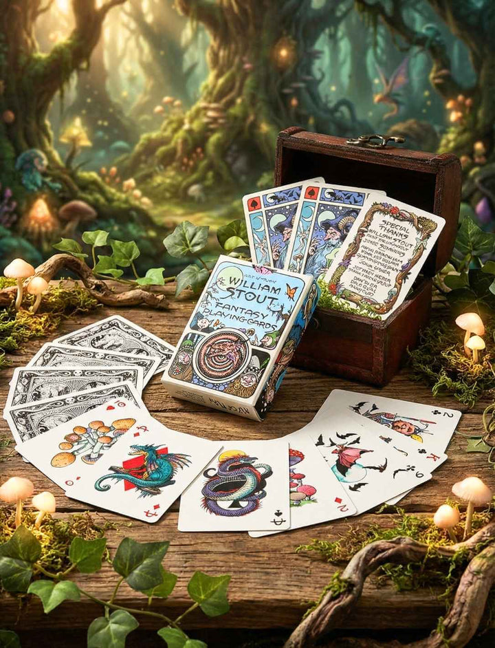 Hochwertiges Fantasy Spielkartenset von Art of Play mit ausgebreiteten Karten